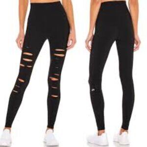 ALO Yoga Black High-Waist Ripped Leggings